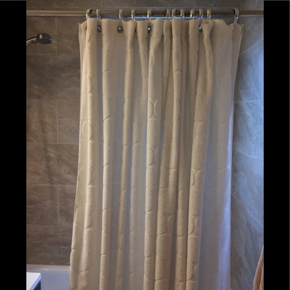 White Fabric Shower Curtain for Bathroom